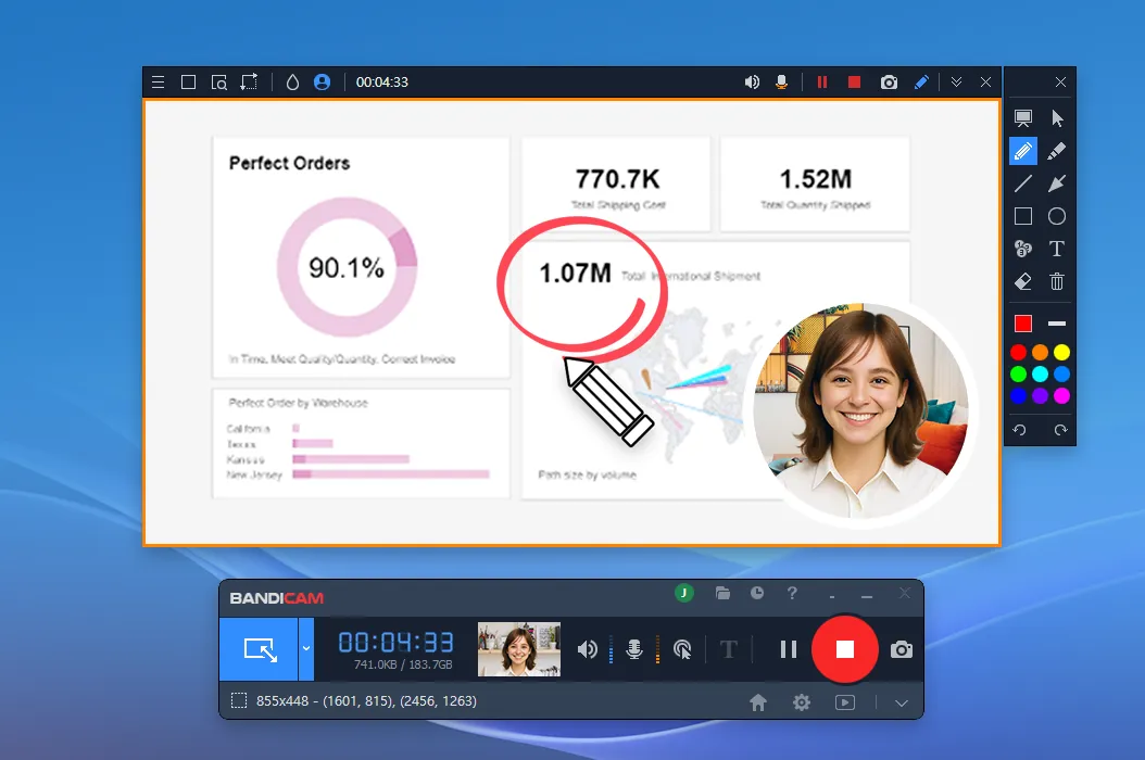 含即時繪圖的螢幕錄製