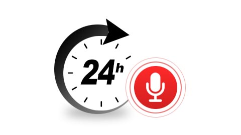 Bandicam 24小時音訊錄製設定介面展示連續錄製配置