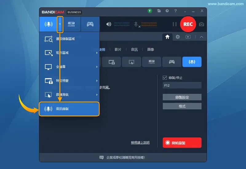 Bandicam 僅錄製音訊