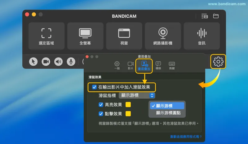 啟用滑鼠游標