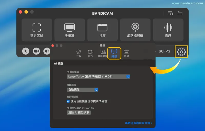 轉錄設定