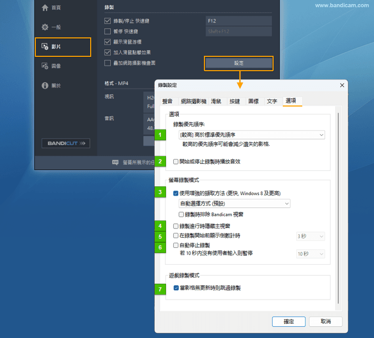 Bandicam 選項設定 - Bandicam
