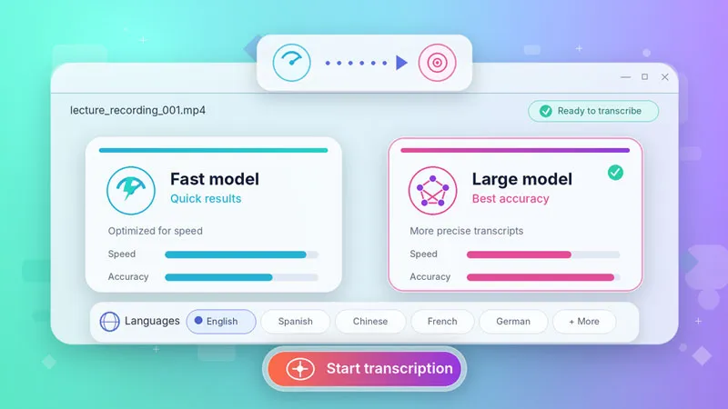 choose an AI transcription model in Bandicam