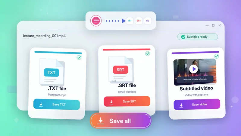 export TXT SRT or subtitled video in Bandicam